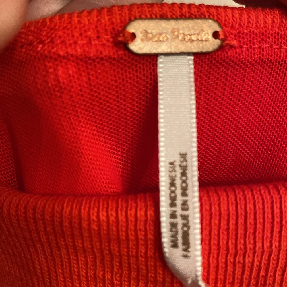 Free People Guave Berry ( Orange ) Crop Top w Ruched Sides, Size: Large, NWT - Picture 6 of 7